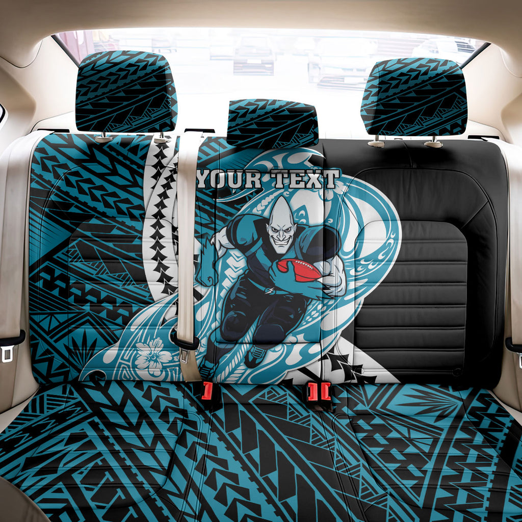 Personalized Port Adelaide Power Back Car Seat Cover Polynesian Tribal Lightning Bolt Mascot With Hibiscus Floral Art