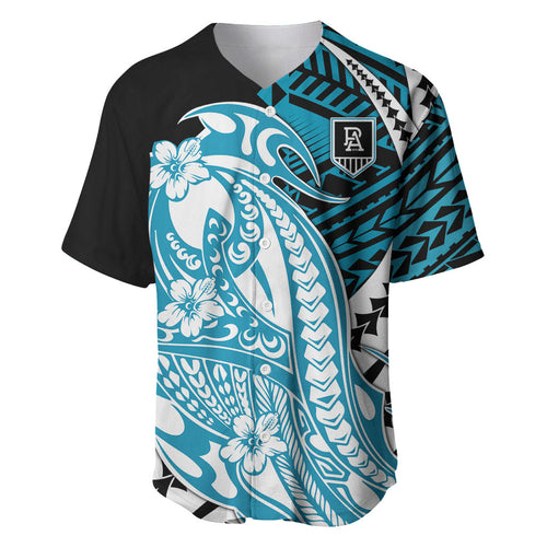 Personalized Port Adelaide Power Baseball Jersey Polynesian Tribal Lightning Bolt Mascot With Hibiscus Floral Art
