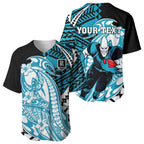 Personalized Port Adelaide Power Baseball Jersey Polynesian Tribal Lightning Bolt Mascot With Hibiscus Floral Art