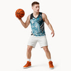 Personalized Port Adelaide Power Basketball Jersey Polynesian Tribal Lightning Bolt Mascot With Hibiscus Floral Art