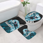 Personalized Port Adelaide Power Bathroom Set Polynesian Tribal Lightning Bolt Mascot With Hibiscus Floral Art