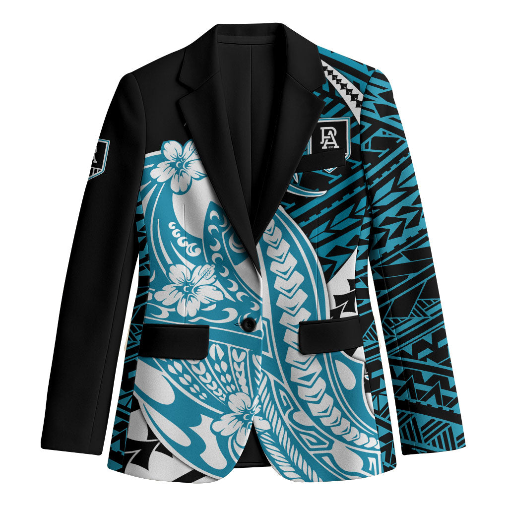 Personalized Port Adelaide Power Blazer Polynesian Tribal Lightning Bolt Mascot With Hibiscus Floral Art