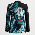 Personalized Port Adelaide Power Blazer Polynesian Tribal Lightning Bolt Mascot With Hibiscus Floral Art