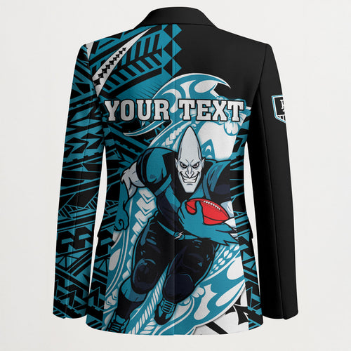 Personalized Port Adelaide Power Blazer Polynesian Tribal Lightning Bolt Mascot With Hibiscus Floral Art
