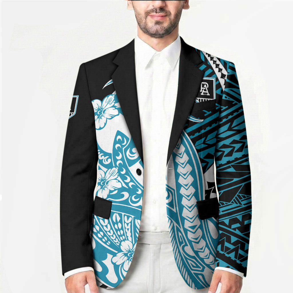 Personalized Port Adelaide Power Blazer Polynesian Tribal Lightning Bolt Mascot With Hibiscus Floral Art