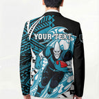 Personalized Port Adelaide Power Blazer Polynesian Tribal Lightning Bolt Mascot With Hibiscus Floral Art