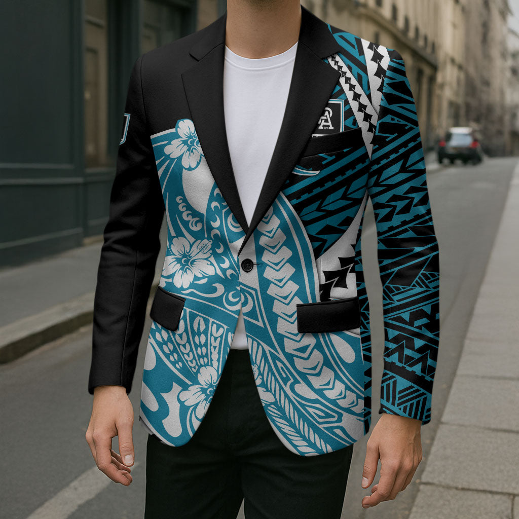Personalized Port Adelaide Power Blazer Polynesian Tribal Lightning Bolt Mascot With Hibiscus Floral Art