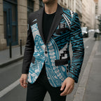 Personalized Port Adelaide Power Blazer Polynesian Tribal Lightning Bolt Mascot With Hibiscus Floral Art