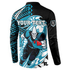 Personalized Port Adelaide Power Button Sweatshirt Polynesian Tribal Lightning Bolt Mascot With Hibiscus Floral Art
