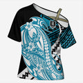Personalized Port Adelaide Power Cross Shoulder Shirt Polynesian Tribal Lightning Bolt Mascot With Hibiscus Floral Art