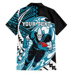 Personalized Port Adelaide Power Hawaiian Shirt Polynesian Tribal Lightning Bolt Mascot With Hibiscus Floral Art