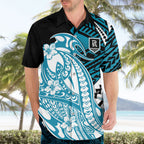 Personalized Port Adelaide Power Hawaiian Shirt Polynesian Tribal Lightning Bolt Mascot With Hibiscus Floral Art