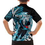 Personalized Port Adelaide Power Hawaiian Shirt Polynesian Tribal Lightning Bolt Mascot With Hibiscus Floral Art