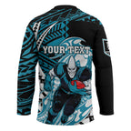 Personalized Port Adelaide Power Hockey Jersey Polynesian Tribal Lightning Bolt Mascot With Hibiscus Floral Art