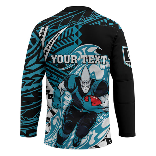 Personalized Port Adelaide Power Hockey Jersey Polynesian Tribal Lightning Bolt Mascot With Hibiscus Floral Art