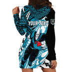 Personalized Port Adelaide Power Hoodie Dress Polynesian Tribal Lightning Bolt Mascot With Hibiscus Floral Art