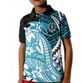 Personalized Port Adelaide Power Kid Polo Shirt Polynesian Tribal Lightning Bolt Mascot With Hibiscus Floral Art