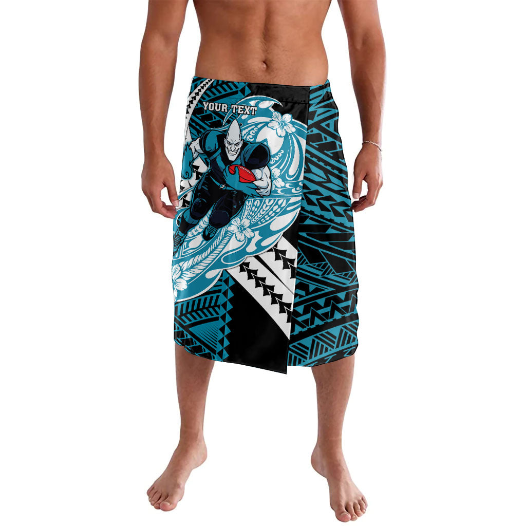 Personalized Port Adelaide Power Lavalava Polynesian Tribal Lightning Bolt Mascot With Hibiscus Floral Art
