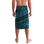 Personalized Port Adelaide Power Lavalava Polynesian Tribal Lightning Bolt Mascot With Hibiscus Floral Art
