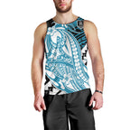 Personalized Port Adelaide Power Men Tank Top Polynesian Tribal Lightning Bolt Mascot With Hibiscus Floral Art