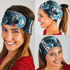 Personalized Port Adelaide Power Neck Gaiter Polynesian Tribal Lightning Bolt Mascot With Hibiscus Floral Art