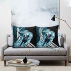 Personalized Port Adelaide Power Pillow Cover Polynesian Tribal Lightning Bolt Mascot With Hibiscus Floral Art