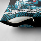 Personalized Port Adelaide Power Pillow Cover Polynesian Tribal Lightning Bolt Mascot With Hibiscus Floral Art