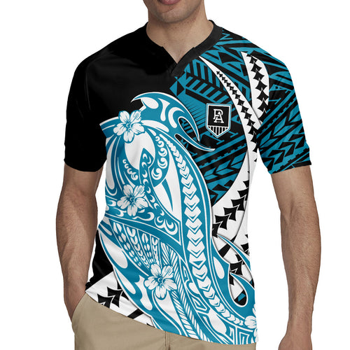 Personalized Port Adelaide Power Rugby Jersey Polynesian Tribal Lightning Bolt Mascot With Hibiscus Floral Art