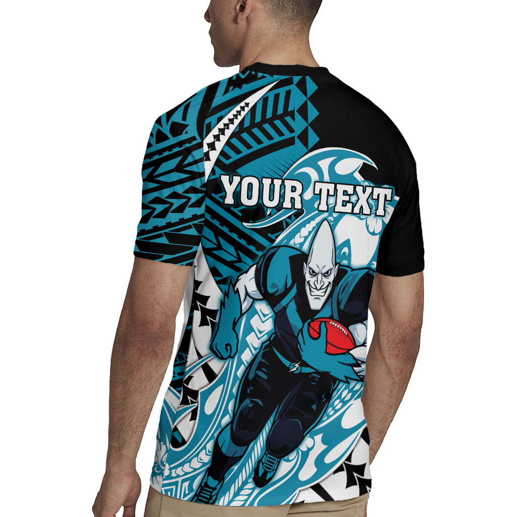 Personalized Port Adelaide Power Rugby Jersey Polynesian Tribal Lightning Bolt Mascot With Hibiscus Floral Art