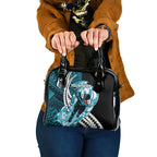 Personalized Port Adelaide Power Shoulder Handbag Polynesian Tribal Lightning Bolt Mascot With Hibiscus Floral Art