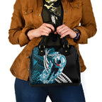 Personalized Port Adelaide Power Shoulder Handbag Polynesian Tribal Lightning Bolt Mascot With Hibiscus Floral Art