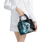 Personalized Port Adelaide Power Shoulder Handbag Polynesian Tribal Lightning Bolt Mascot With Hibiscus Floral Art