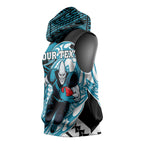 Personalized Port Adelaide Power Sleeveless Hoodie Polynesian Tribal Lightning Bolt Mascot With Hibiscus Floral Art