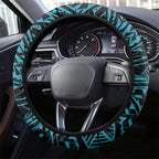 Port Adelaide Power Steering Wheel Cover Polynesian Tribal Lightning Bolt Mascot With Hibiscus Floral Art