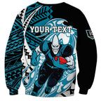 Personalized Port Adelaide Power Sweatshirt Polynesian Tribal Lightning Bolt Mascot With Hibiscus Floral Art