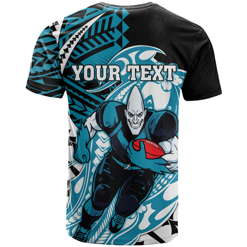 Personalized Port Adelaide Power T Shirt Polynesian Tribal Lightning Bolt Mascot With Hibiscus Floral Art