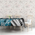 Personalized Port Adelaide Power Tablecloth Polynesian Tribal Lightning Bolt Mascot With Hibiscus Floral Art
