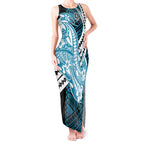 Personalized Port Adelaide Power Tank Maxi Dress Polynesian Tribal Lightning Bolt Mascot With Hibiscus Floral Art