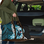 Personalized Port Adelaide Power Travel Bag Polynesian Tribal Lightning Bolt Mascot With Hibiscus Floral Art