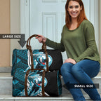 Personalized Port Adelaide Power Travel Bag Polynesian Tribal Lightning Bolt Mascot With Hibiscus Floral Art