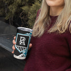 Personalized Port Adelaide Power Tumbler Cup Polynesian Tribal Lightning Bolt Mascot With Hibiscus Floral Art