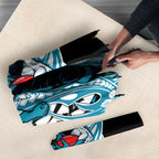 Personalized Port Adelaide Power Umbrella Polynesian Tribal Lightning Bolt Mascot With Hibiscus Floral Art