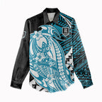 Personalized Port Adelaide Power Women Casual Shirt Polynesian Tribal Lightning Bolt Mascot With Hibiscus Floral Art