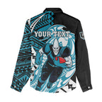 Personalized Port Adelaide Power Women Casual Shirt Polynesian Tribal Lightning Bolt Mascot With Hibiscus Floral Art
