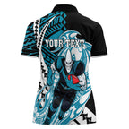 Personalized Port Adelaide Power Women Polo Shirt Polynesian Tribal Lightning Bolt Mascot With Hibiscus Floral Art