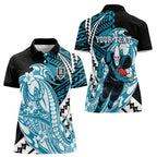 Personalized Port Adelaide Power Women Polo Shirt Polynesian Tribal Lightning Bolt Mascot With Hibiscus Floral Art