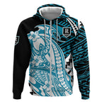 Personalized Port Adelaide Power Zip Hoodie Polynesian Tribal Lightning Bolt Mascot With Hibiscus Floral Art