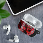 Personalized Essendon Bombers AirPods Case Polynesian Tribal Bomber Pilot Mascot With Hibiscus Floral Art