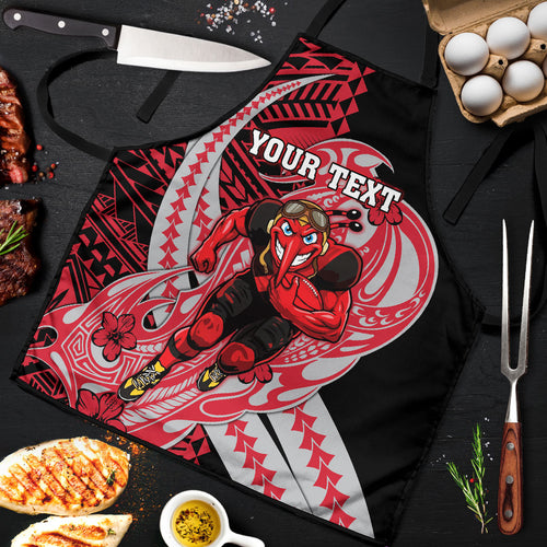 Personalized Essendon Bombers Apron Polynesian Tribal Bomber Pilot Mascot With Hibiscus Floral Art
