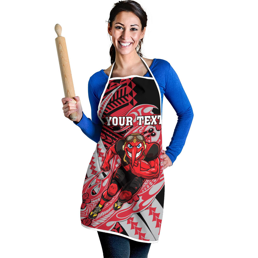 Personalized Essendon Bombers Apron Polynesian Tribal Bomber Pilot Mascot With Hibiscus Floral Art